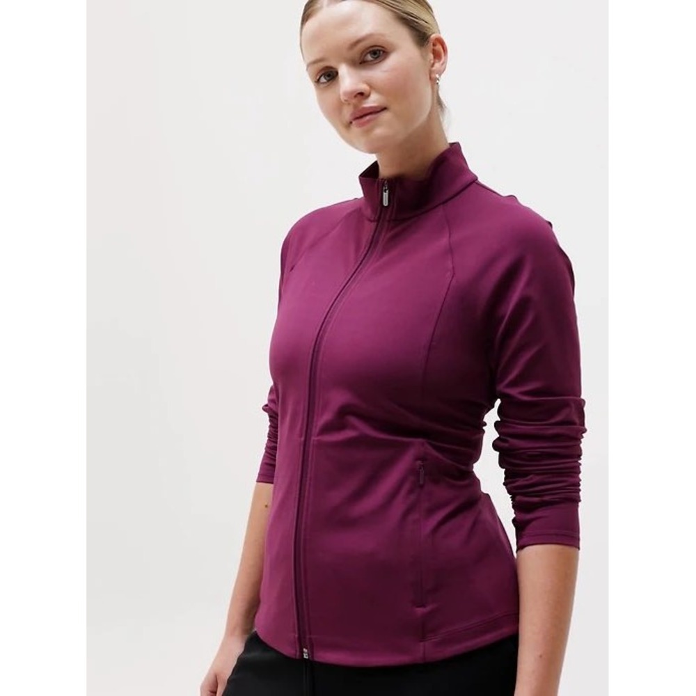 Athleta Salutation 2.0 Zip Jacket Large Plum Mock Performance Activewear Large